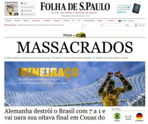 La portada del diario Folha de Sao Paulo por la paliza ante Alemania.