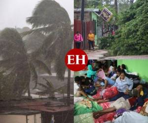 Eta impactó este martes como huracán categoría 4 la costa de del Caribe Norte de Nicaragua, cerca de la frontera con Honduras, con vientos de 230 km/h y fuertes lluvias que ya dejaban inundaciones y evacuados. Fotos: AFP