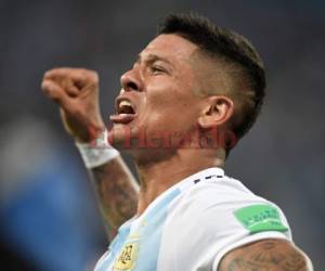 Así celebró Marcos Rojo el segundo gol de la 'Albiceleste'. Foto AFP