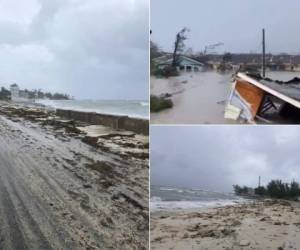 El poderoso huracán Dorian azotó el norte de las Bahamas este domingo con lluvias torrenciales y vientos cercanos a los 300 kilómetros por hora. En las imágenes se observa el oscurecido cielo y el caos que ha dejado en el archipiélago. Foto: AFP