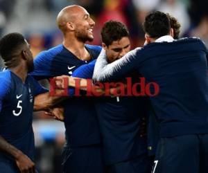Los jugadores de Francia celebrando el pase de su selección a la gran final del Mundial. (AP)