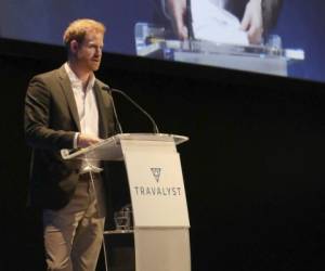 Harry habló en un evento en nombre de Travalyst, una coalición que fundó junto con compañías como Booking.com, Skyscanner, Tripadvisor, Trip.com y Visa. Foto: AP