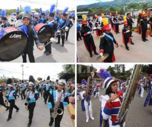 Los jovenes de los distintos colegios lucieron impecables con su vestimenta. Las bandas han interpretado diversos temas.