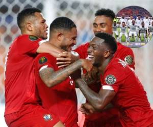 Jugadores de Panamá celebran una de las anotaciones ante Qatar. Después de ese partido ya piensan en Honduras. Foto: AFP