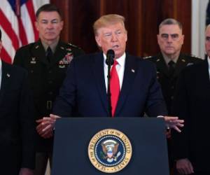 Donald Trump, presidente de Estados Unidos, durante su discurso en la Casa Blanca. Foto AFP