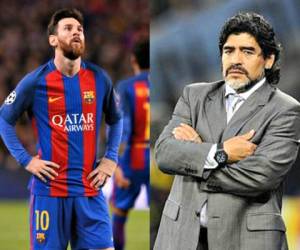 Lionel Andrés Messi y Diego Armando Maradona, estrellas del fútbol argentino. (AFP)