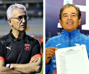 Benito Floro, entrenador español de la Liga Deportiva Alajuelense, Jorge Luis Pinto, entrenador colombiano de Honduras.