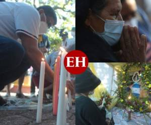 Pese a la pandemia del covid-19, varios feligreses llegaron a la Basílica Nuestra Señora de Suyapa para rendirle honores, hoy en el 274 aniversario de su hallazgo. Fotos: Alex Pérez | EL HERALDO.