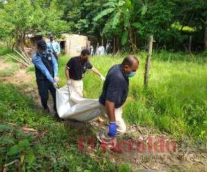 Personal del Ministerio Público levantó los cuerpos y los trasladó a la morgue en Tegucigalpa. Foto: El Heraldo