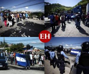 Para exigir pavimentación, un nutrido grupo de habitantes de la colonia Reynel Fúnez y de otras colonias aledañas bloquearon el paso en la la carretera que conduce al sur de la capital de Honduras. Los pobladores advirtieron que si no obtienen respuestas, las tomas aseguirán. FOTOS: Emilio Flores/EL HERALDO.