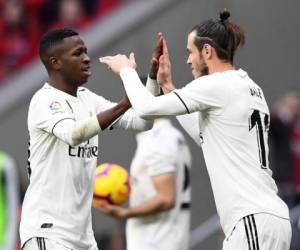 El delantero galo del Real Madrid Gareth Bale sustituye al delantero brasileño del Real Madrid Vinicius Junior. Foto AFP