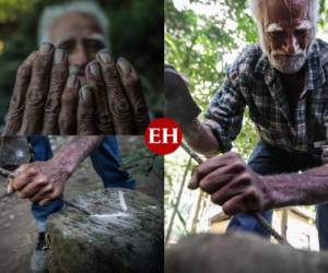 En una recóndita montaña de Nicaragua, Alberto Gutiérrez, un campesino de 78 años que vive solo, esculpe desde hace más de 40 años sobre las rocas figuras de indígenas, héroes, animales y símbolos religiosos usando un clavo como cincel y una piedra como martillo. Fotos AFP