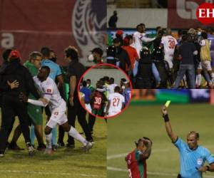 Héctor Vargas y Pedro Troglio lideraron una bronca final entre ambos equipos. Estas son las imágenes que no viste del duelo entre Olimpia y Marathón en el Estadio Nacional de Tegucigalpa. Fotos Alex Pérez| EL HERALDO