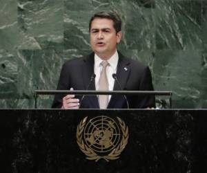 El presidente de Honduras, Juan Orlando Hernández, en una de sus participaciones en la Asamblea General de Naciones Unidas. Foto: Agencia AP.