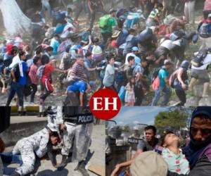 Los migrantes de la llamada caravana 2020 en la que también viajan familias completas con niños pequeños, se concentraron desde la madrugada en la aduana de Guatemala en la ciudad Tecún Umán. Fotos: AFP/AP.