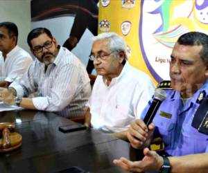 Miembros de la Policía Nacional y Liga Nacional anunciaron estas medidas este día. Foto: Delmer Martínez / Grupo OPSA.