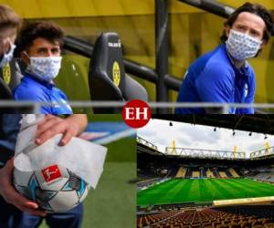 La Bundesliga reinició la competición en plena pandemia y las imágenes captadas este sábado permiten observar una especie de nuevo fútbol. En los estadios no hubo aficionados ni contacto, solo mascarillas y protocolos de bioseguridad. Fotos AFP