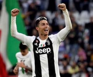 Cristiano Ronaldo expresa su alegría tras un partido de la Juventus con Fiorentina en Turín el 20 de abril del 2019.