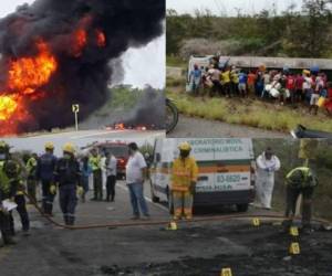 Las impactantes imágenes de la explosión de un camión cisterma que transportaba combustible en una zona del departamento del Magdalena, al norte de Colombia, han dado la vuelta al mundo. Esto es lo que sabemos de la tragedia que mató a siete personas.Durante el siniestro, siete personas murieron calcinadas y al menos 49 resultaron gravemente heridas. Fotos: Redes sociales.