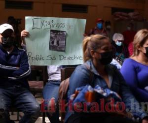 El miércoles el Sindicato del SANAA, a través de una conferencia, expuso su malestar y demandan que se haga el pago de las prestaciones. Foto: Emilio Flores/El Heraldo