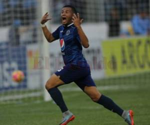 Walter Martínez celebra el gol con e que Motagua se clasificó a la final. Foto: Johny Magallanes / El Heraldo.