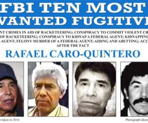 En esta imagen proporcionada por el FBI se muestra el cartel de se busca para el narcotraficante Rafael Caro Quintero. Foto: AP