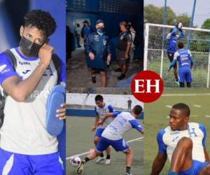 La Selección Nacional de Honduras realizó sus trabajos de entrenamiento para enfrentar a El Salvador en la segunda jornada de la octagonal final de la Concacaf. La Bicolor realizó una serie de calentamientos en una cancha alterna en San Salvador y posteriormente se trasladó al estadio Cuscatlán para hacer el reconocimiento de cancha, sin embargo, ahí no había alumbrado eléctrico. Foto: Carlos Castellanos | Yoseph Amaya | Grupo OPSA