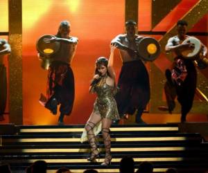 Cabello durante su espectacular actuación en la gala. Foto AFP