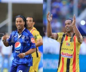 El brasileño usó la camisa de Motagua en el primer tiempo del partido y la de Real España en la segunda mitad del Partido por la paz. Fotos: Ronal Aceituno/Grupo Opsa