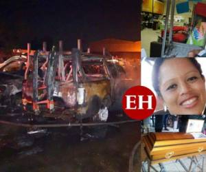 Una flota de vehículos al servicio de EEH fue incendiada en San Pedro Sula, norte de Honduras (foto principal). Durante la jornada de saqueos, una mujer quedó atrapada en una tienda de electrodomésticos (foto superior, derecha). Estas dos noticias resaltan en los hechos de la semana.