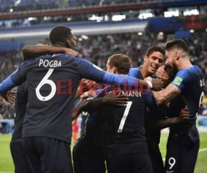 Celebración del equipo francés tras el gol ante Bélgica. Foto:AFP