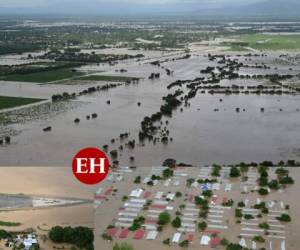 Pese a que se ha degradado, las lluvias asociadas al ciclón pueden seguir generando inundaciones repentinas y crecidas de ríos que amenazan la vida de los pobladores en el Valle de Sula. Foto: AFP.