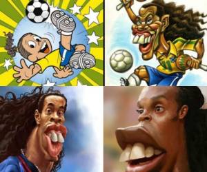 El astro brasileño Ronaldinho ha sido objeto de infinidad de caricaturas.