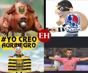 El Olimpia derrotó 2-1 al Real España en la final de grupos del Torneo Clausura 2021. Más allá de las emociones en la cancha los aficionados reaccionaron al partido con divertidos memes contra el equipo aurinegro, el trabajo arbitral y en donde hasta el Marathón salió a relucir.