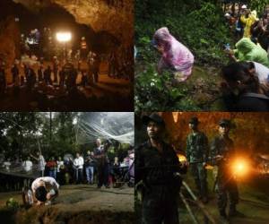 La busqueda de los 12 niños y su entrenador atrapados en una cueva en Tailandia fue obstaculizada por fuetes lluvias que caen en este país. Foto: Agencia AFP