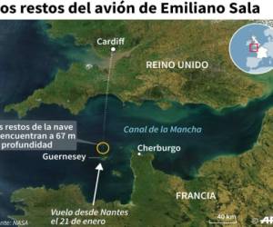 Esta es la zona donde fue encontrada la avioneta de Emiliano Sala. (AFP)