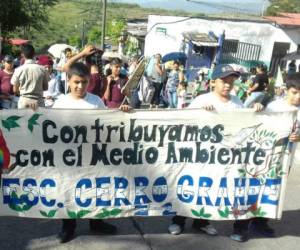 Los infantes realizaron un recorrido por la calle principal de la zona 2. Foto: Cortesía CEB Cerro Grande 2.