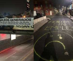 Ciudadanos dejaron mensajes de protesta en puentes y calles de Tegucigalpa.