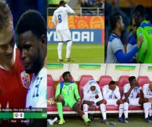 Algunos jugadores de la Selección de Honduras no pudieron contener el llanto tras la derrota ante Noruega.
