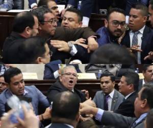 El zafarrancho se armó este jueves en el Congres Nacional durante la aprobación de una ley del sector Salud y Educación. Fotos: Cortesía Congreso Nacional