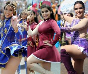 Lindas palillonas engalanaron este 15 de septiembre los desfiles patrios en la capital de Honduras. Las hermosas estudiantes ensayaron durante meses sus rutinas para deslumbrar este día con su encanto, sonrisa y elegancia. En la imagen aparecen las bastoneras Larissa Hernández, Dayana Araujo y Alejandra Irías (de izquierda a derecha). Fotos Marvin Salgado| Alejandro Amador| EL HERALDO