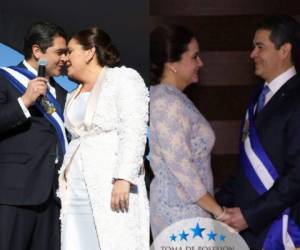 La pareja integrada por Juan Orlando y Ana durante la toma de posesión en 2014 y a solo minutos de asumir segundo mandato en 2018. (Foto: El Heraldo Honduras/ Noticias Honduras hoy)