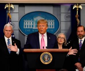 El presidente Donald Trump durante la conferencia de prensa. Foto: AFP.