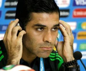 FILE - In this June 12, 2014 file photo, Mexico's soccer team captain Rafael Marquez attends a news conference before training for the World Cup in the Arena das Dunas in Natal, Brazil. The United States Treasury announced Wednesday, Aug. 9, 2017, that the legendary Mexican soccer player is among 22 people sanctioned for alleged ties to a drug trafficking organization. (AP Photo/Sergei Grits, File)