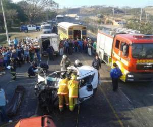 Accidente vial que dejó dos muertos en la carretera a Olancho.