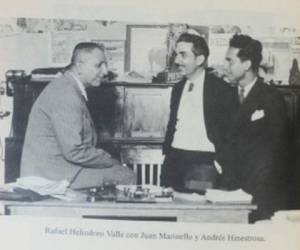 En su faceta periodística: Rafael Heliodoro Valle con Juan Marinello y Andrés Hinestrosa.
