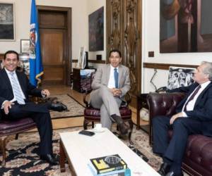 Los representantes del Partido Nacional se reunieron el lunes con Luis Algrado, secretario de la OEA. Foto: Twitter