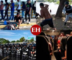 Los cientos de migrantes que llegaron a la frontera de México con el fin de entrar al país azteca hoy enfrentan el difícil momento de decidir si seguir adelante, aún con la renuencia de México, o desistir y volver a su país. Fotos: AP/ AFP.