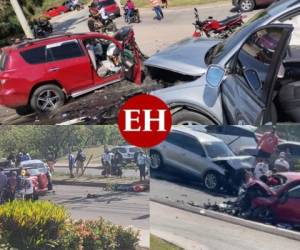 Un aparatoso accidente entre dos vehículos se registró la tarde del domingo, en el anillo periférico de la capital de Honduras. El impacto dejó como tres personas muertas y varias heridas quienes fueron trasladadas de emergencia en ambulancias de la Cruz Roja Hondureña (CRH). FOTOS CORTESÍA: Facebook