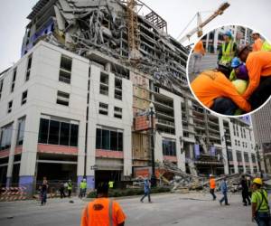 Los hondureños, obreros en esa construcción, fueron identificados y según autoridades consulares. Foto: AP.